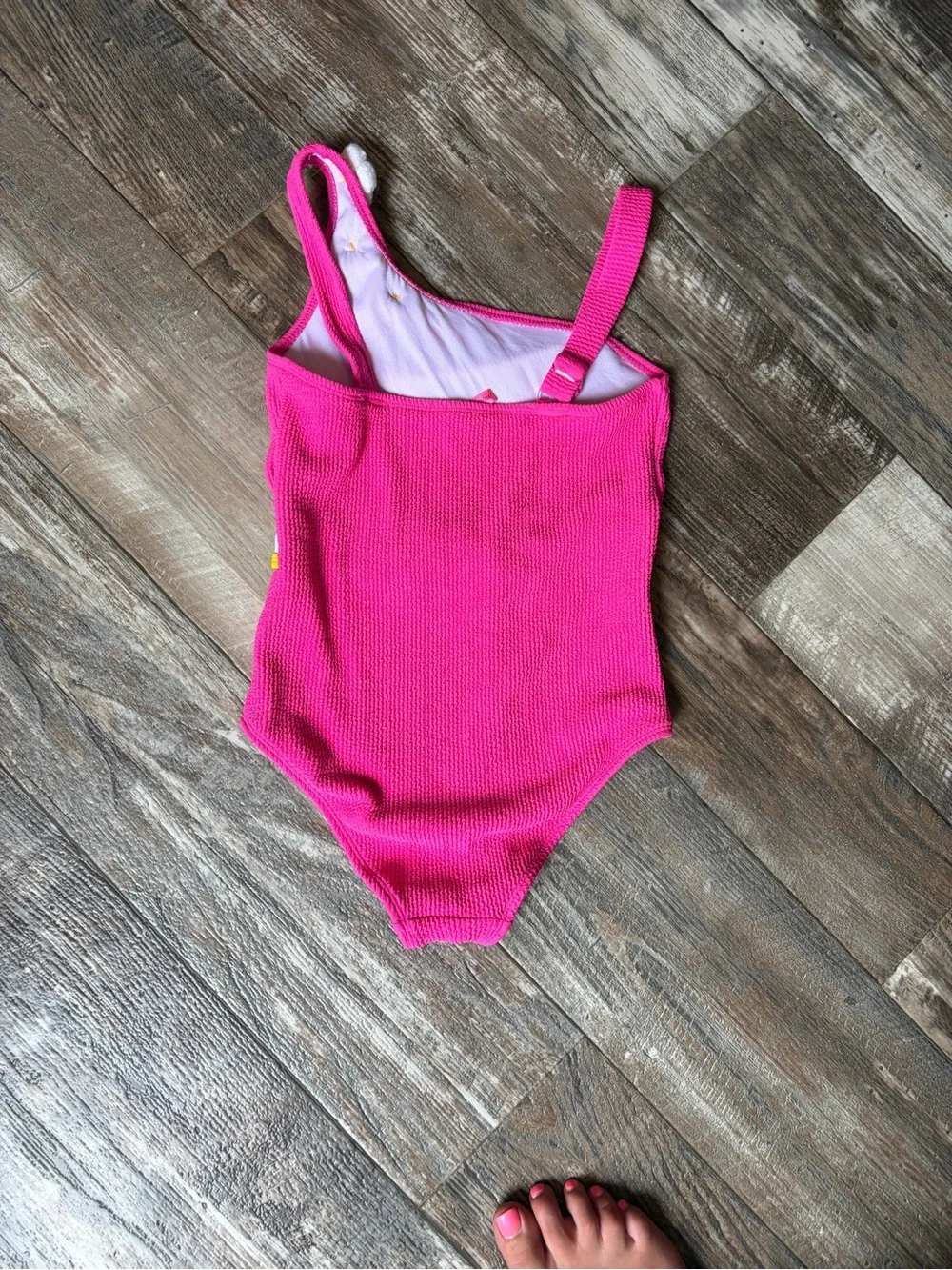 Betsey Johnson Hot Pink One-Shoulder Floral Belted Swimsuit